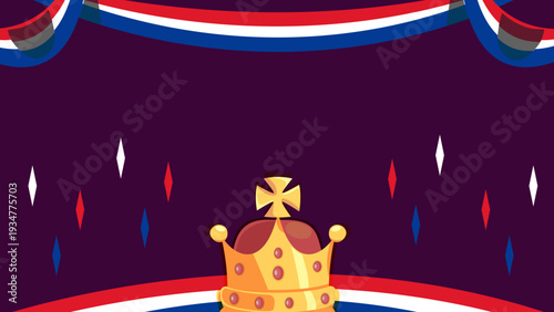 Fijne Koningsdag Greeting With Crown, Dutch Flag Ribbons and Festive Royal Celebration Design