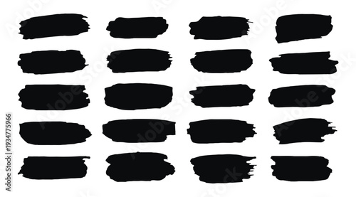 A collection of 20 black brush strokes on a white background