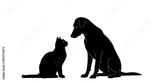 Cute dog and cat best friends. Transparent background SVG version.