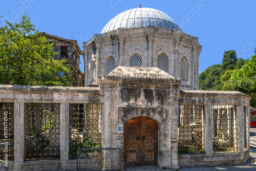 Grand Vizier Ferhat Pasha Tomb in Eyüp, Istanbul with octagonal dome and iron grilles.
