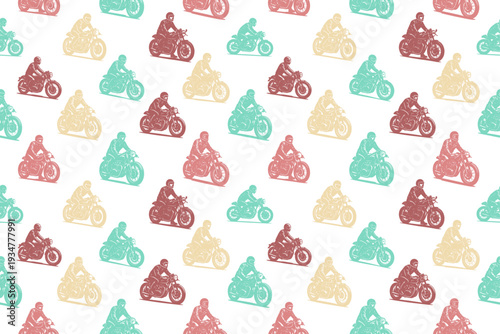 Cafe racer style silhouette seamless pattern design