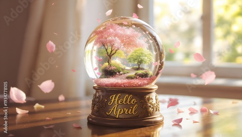 Hello April Cherry Blossom Globe Spring Petals