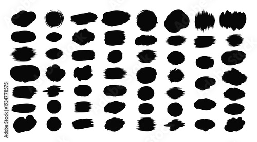 Collection of black brush strokes on white background