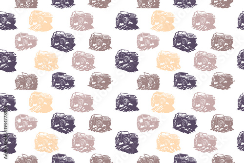 4x4 off-road rugged seamless pattern design