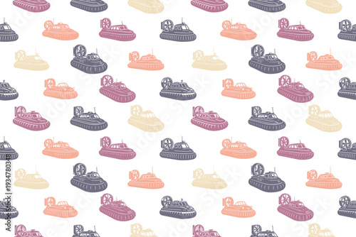 Foto Hovercraft seamless pattern design epic