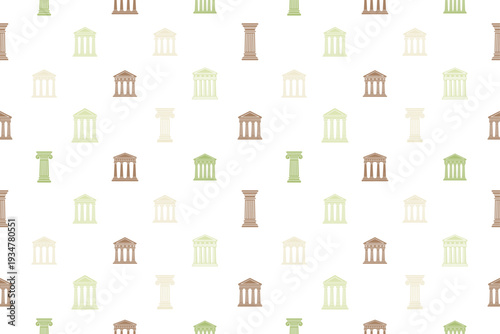 Greek temple columns seamless pattern design