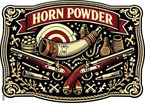 Horn Powder Vintage Frontier Badge Vector