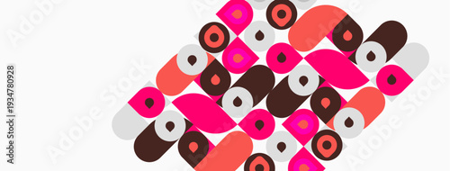 Abstract pattern. Repeating shapes, pinks, browns, whites create dynamic texture. Modern design element, geometric composition.