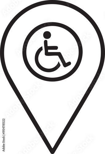 Location Pin with Accessibility Symbol Navigation Icon