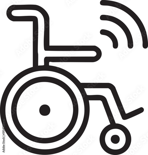 Smart Wheelchair Icon with Wi-Fi Signal Vector Illustration