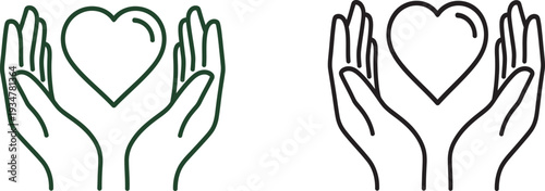 Heart icon symbol representing love and care in simple line art