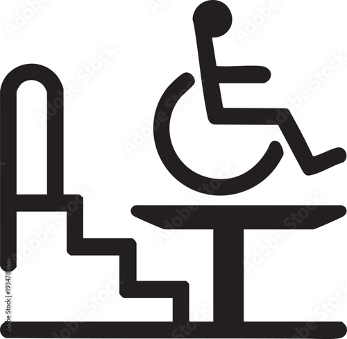 Wheelchair Accessibility Symbol with Stairs and Ramp Icon