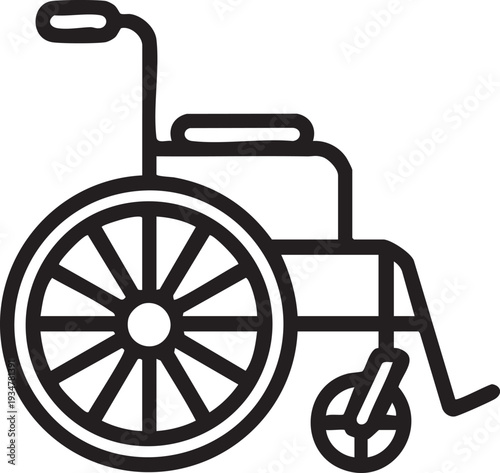 Wheelchair Icon Line Art Mobility Aid Assistance Device