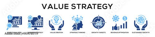 Glyphcolor - Value Strategy web banner icon vector illustration concept