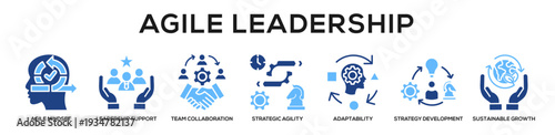 Glyphcolor - Agile Leadership web banner icon vector illustration concept