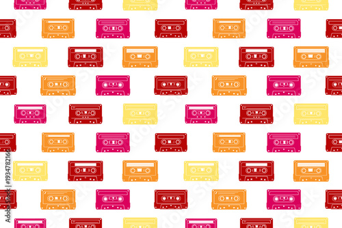 Cassette tape retro seamless pattern design