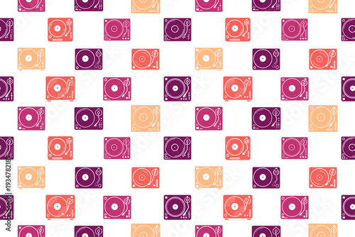 DJ turntable seamless pattern design
