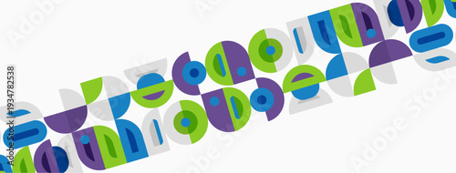 Abstract colorful shapes form repeating pattern. Geometric elements create dynamic visual texture. Minimalist design emphasizes color variation.