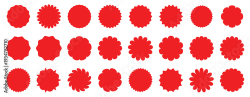 Red shopping labels collection. Sale or discount sticker. Sale sticker set. Special offer price tag. Sale sticker, price tag, starburst icon set. red circle tag