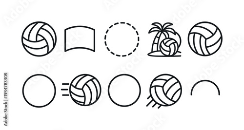 Volleyball, sports solid icon set. beach, recreational game icons solid collection