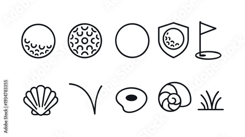 Golf solid icon set. sport, ball, course, and club icons solid collection