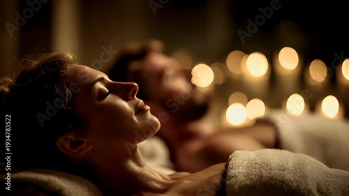 Therapy stress release treatment, health lifestyle. In this image we can see two people lying down. One person is wearing white color cloth. The background is blurry.