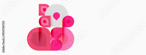 Abstract pink shapes overlap white background. Minimalist design, modern aesthetic, simple composition. Soft colors create visual interest.