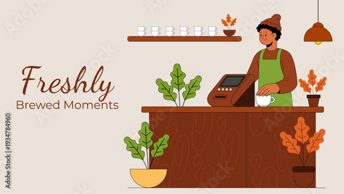 Cafe Business Counter Illustration for Small Business Marketing and Retail Promotion