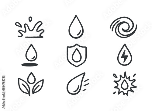 Water, ecology outline icon set. conservation, environment, sustainability symbols
