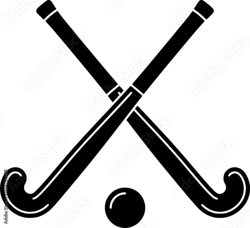 Field hockey stick silhouettes, Field hockey sticks and ball silhouettes, Crossed field hockey sticks vector, Field hockey silhouettes, Field hockey vector illustration