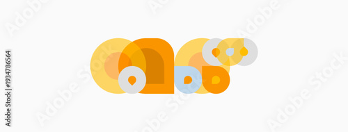 Abstract design features overlapping orange circles. Shapes create playful composition, simple yet modern aesthetic. Minimalist style.