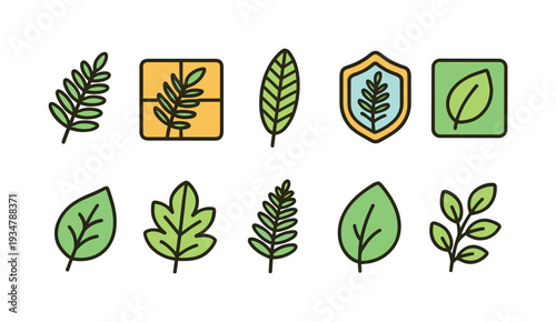 Nature, ecology flat icon set. environment, leaf icons collection for eco-friendly projects