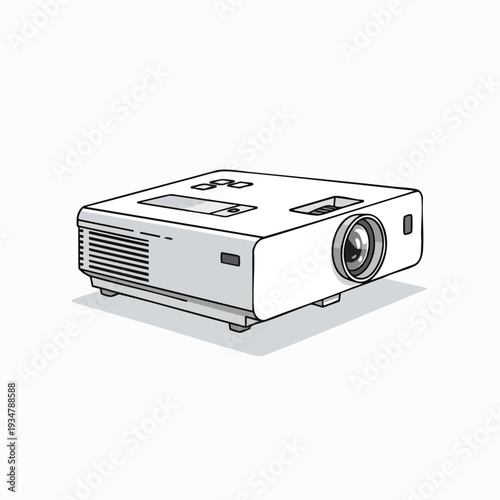 Portable white projector for presentations and home theater perfect for movie nights and business meetings isolated vector style