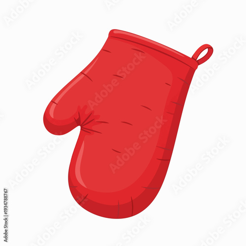 Red cartoon oven mitt isolated on white background kitchen safety glove for cooking and baking heat protection kitchenware equipment for domestic use
