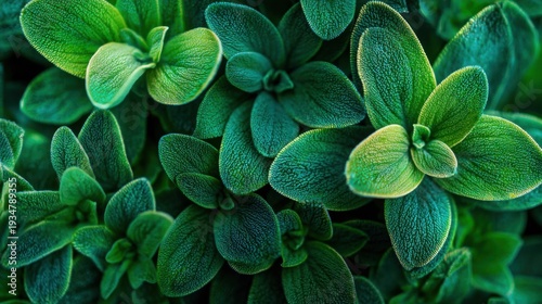 Vibrant green plant leaves close up textured nature background