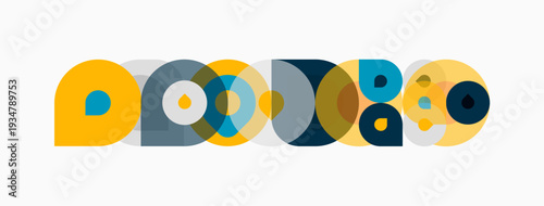 Abstract circles overlap, creating colorful patterns. Geometric shapes suggest connection, interaction, modern design. Simple forms, vibrant hues.