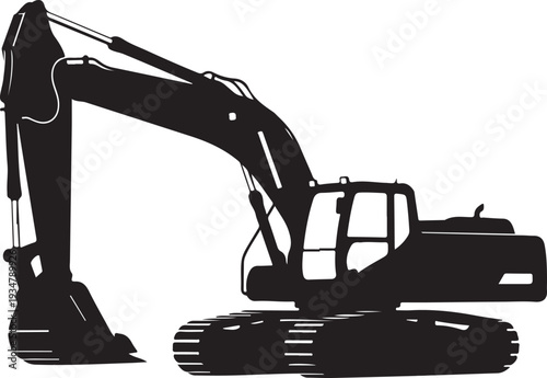 Excavator heavy machinery equipment for digging and construction work isolated on transparent background