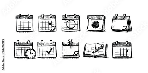 Nature and outdoors icon set. adventure, hiking, camping icons in outline style collection