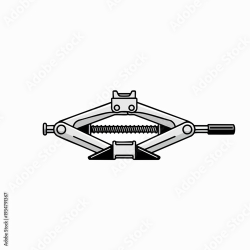 Silver scissor jack illustration used to lift vehicles for maintenance isolated on white for automotive repair designs