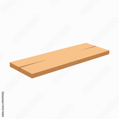 Simple flat vector illustration of a wooden plank with a visible crack running down the center ideal for design assets