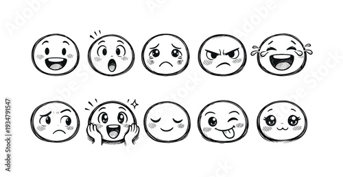 Emotions, mood silhouette icon set. expressions faces silhouettes collection