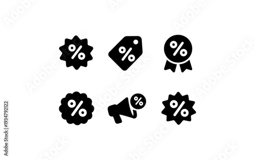 Collection of discount and percentage icons for sales and promotions