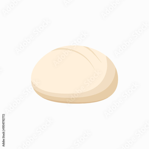 Soft beige dough ball for baking simplistic vector illustration style ready to rise and bake into bread on white background