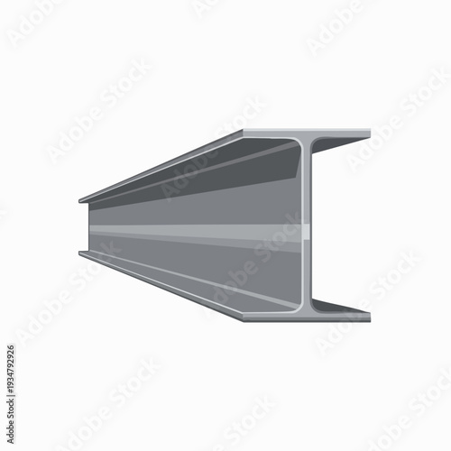 Steel I-beam construction component in industrial style for building support architecture and engineering projects in silver metallic tone