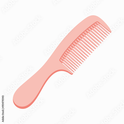 Stylish pink hair comb for personal grooming and hair care isolated on white for easy design integration and product visualization