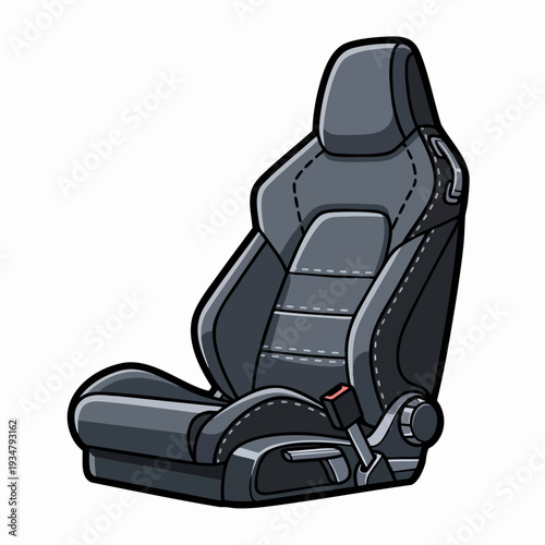 Stylish gray car seat illustration featuring detailed stitching and ergonomic design for automotive concepts