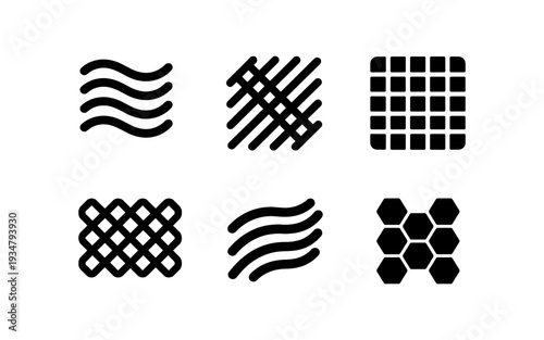 Collection of six abstract geometric patterns and textures in a grid layout