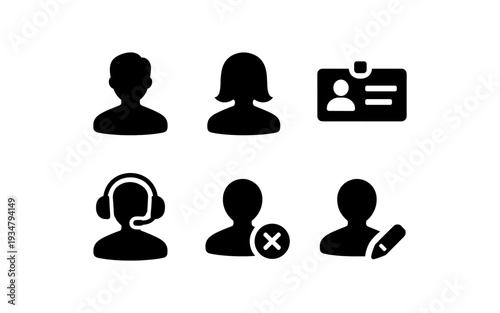 Collection of user profile icons representing different actions and roles in a digital interface