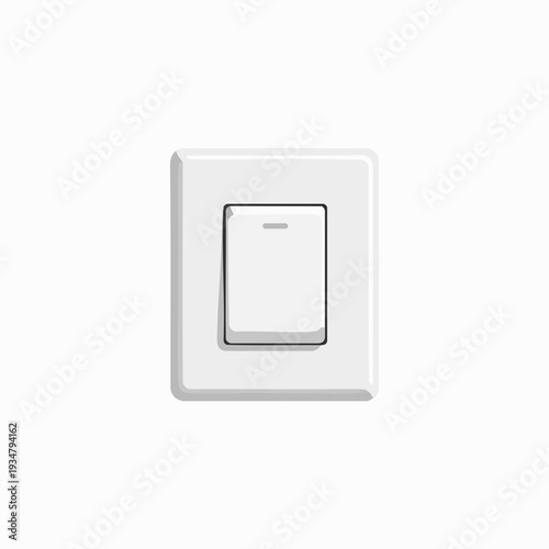 White light switch illustration in the off position; a simple electrical fixture for controlling lights vector design element for presentations and infographics