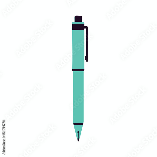 Stylish Turquoise Fountain Pen with Clip for Writing and Office Supplies